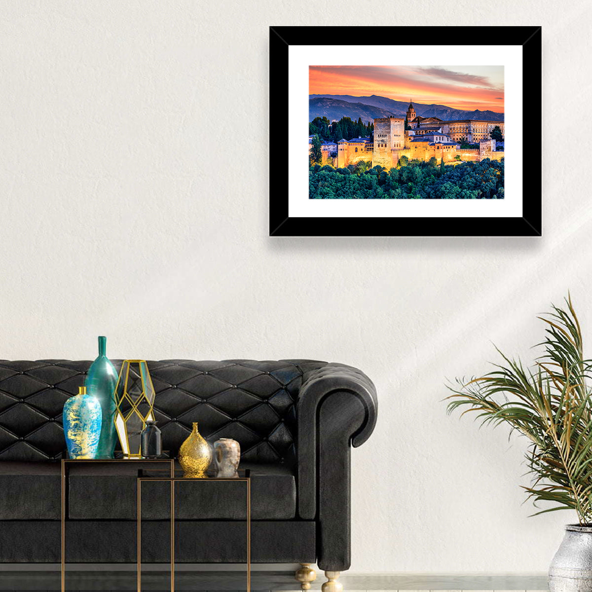 Alhambra Fortress at Golden Sunset Wall Art