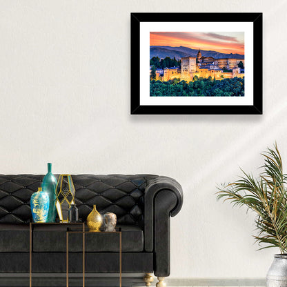 Alhambra Fortress at Golden Sunset Wall Art