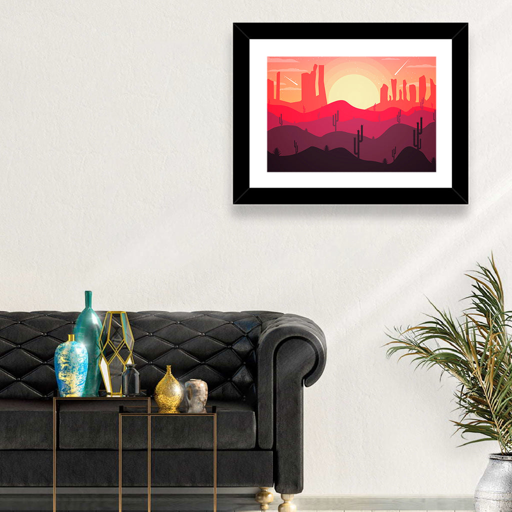 Sunset Desert Cacti Wall Art