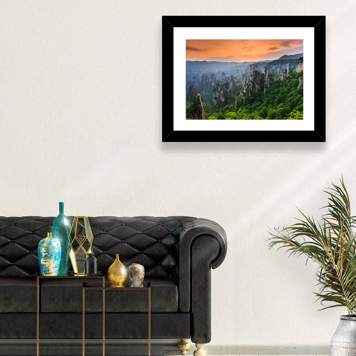 Zhangjiajie Forest at Sunset Wall Art in a room, landscape