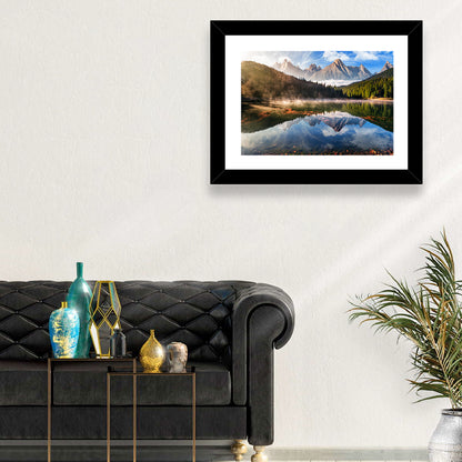Morning Mist Mountain Lake Wall Art