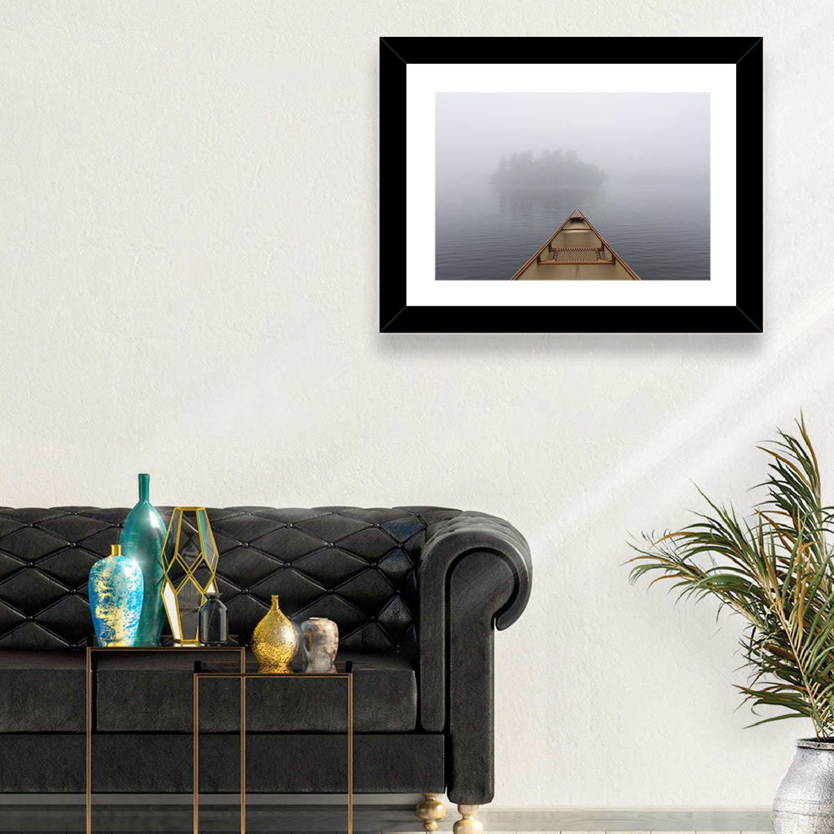 Canoe on Misty Ontario Lake Wall Art