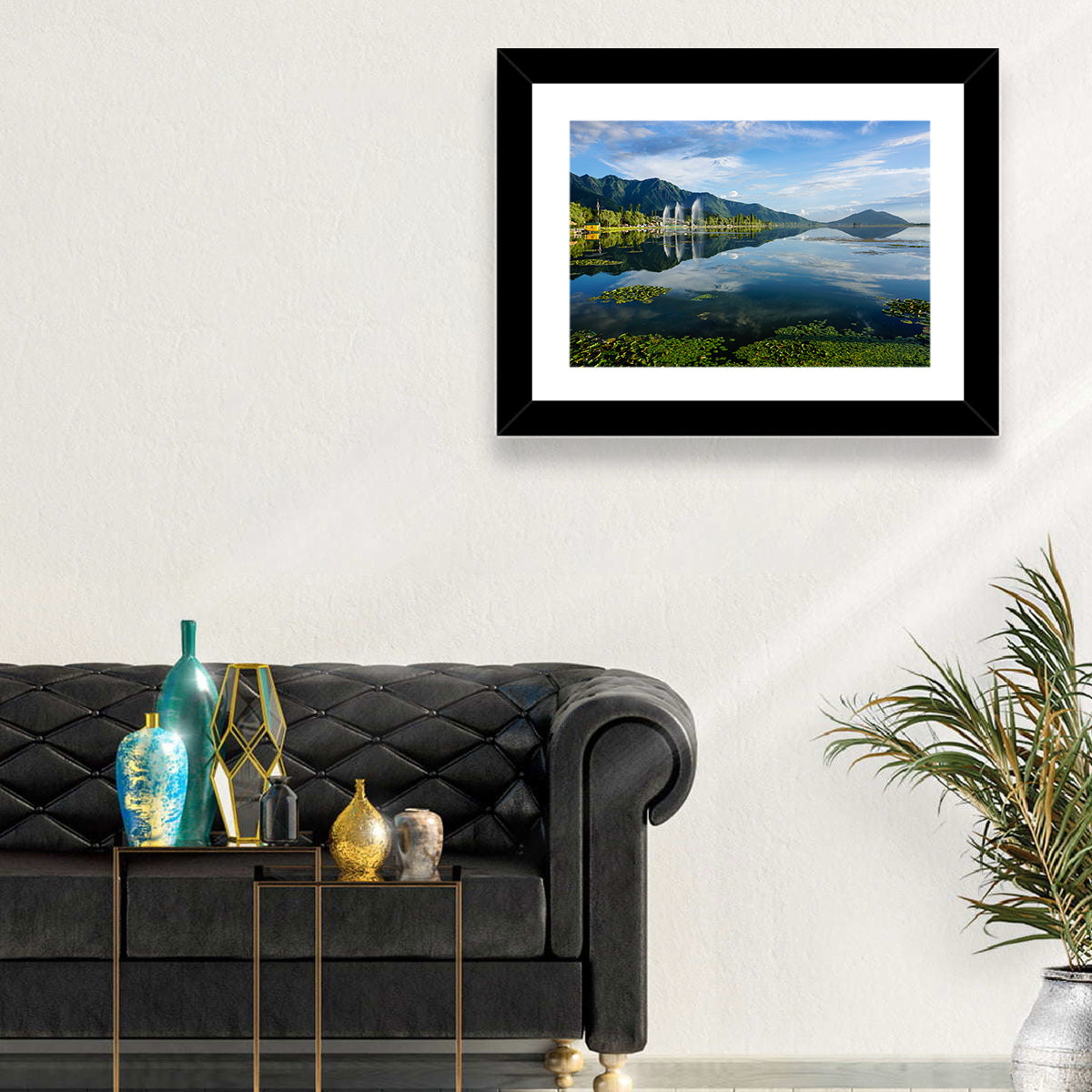 Dal Lake Reflections, Srinagar Wall Art in a room, landscape