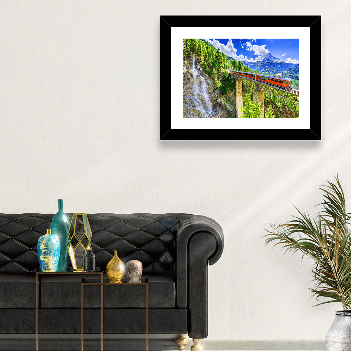 Gornergrat Tourist Train Wall Art in a room, landscape