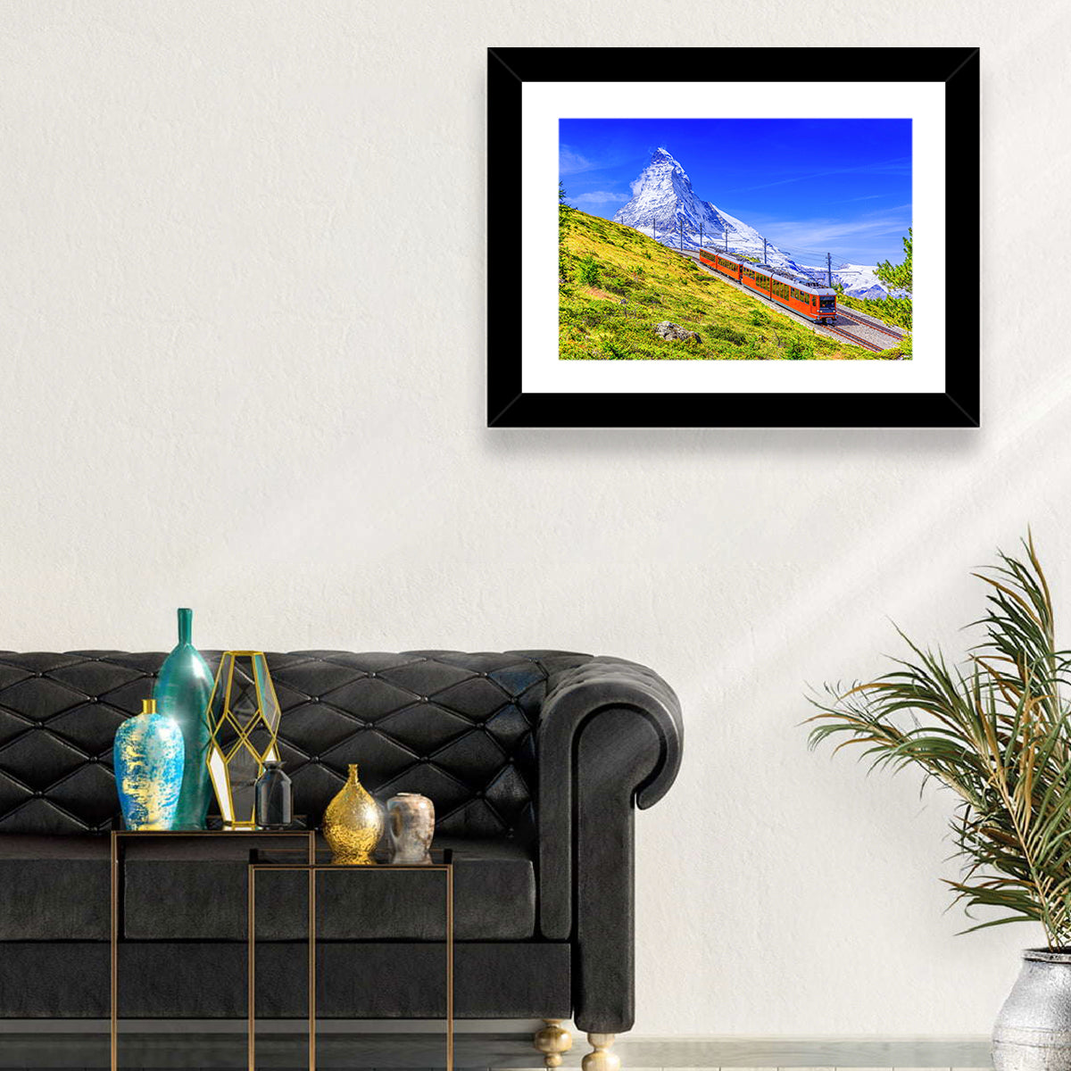 Gornergrat Train and Matterhorn Wall Art in a room, landscape