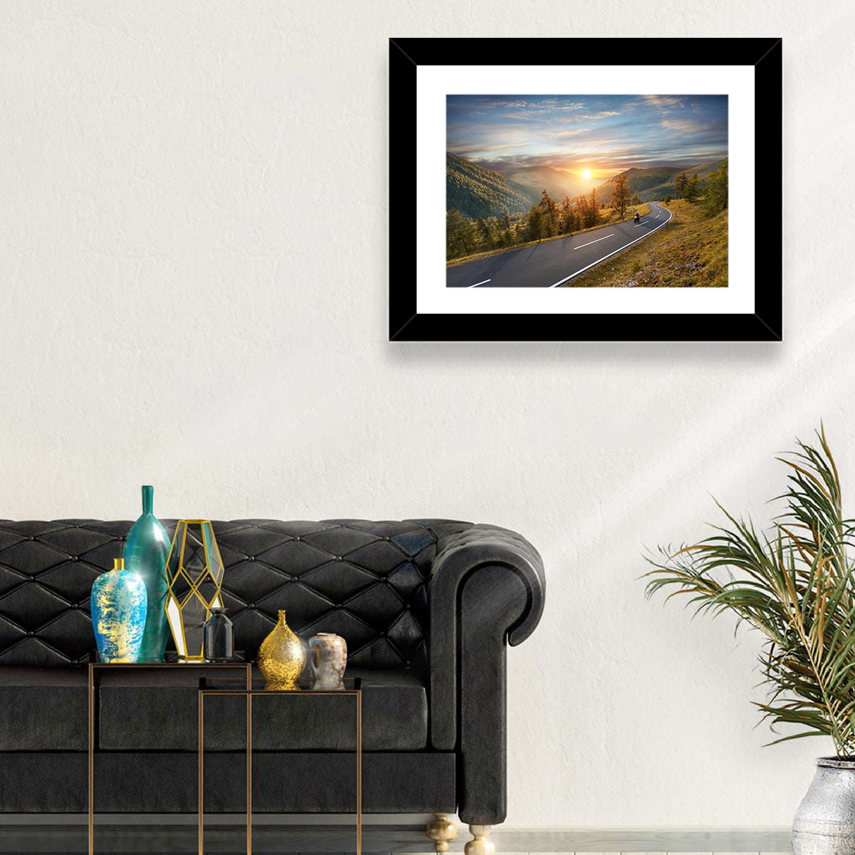 Alpine Highway at Golden Hour Wall Art in a room, landscape