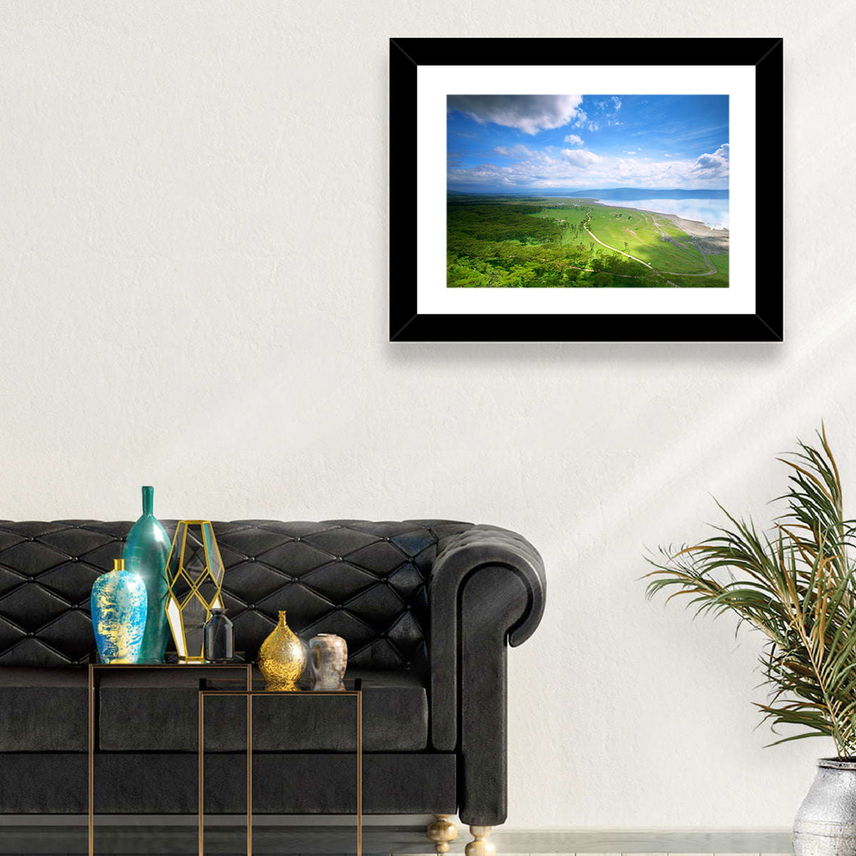 Lake Nakuru Overlook Wall Art in a room, landscape