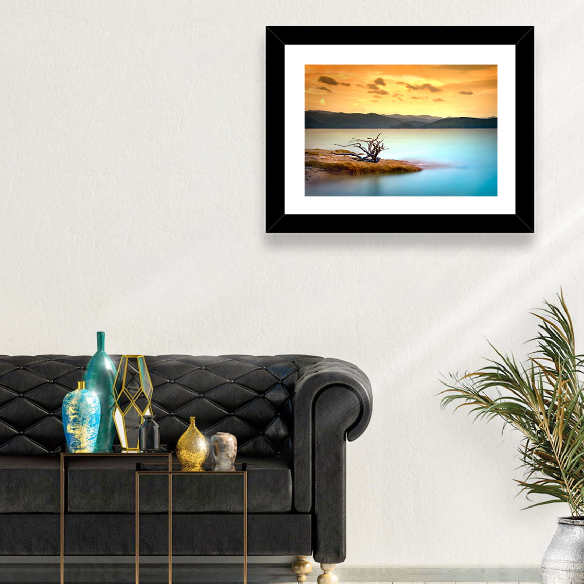 Gnarled Driftwood at Turquoise Lake Wall Art