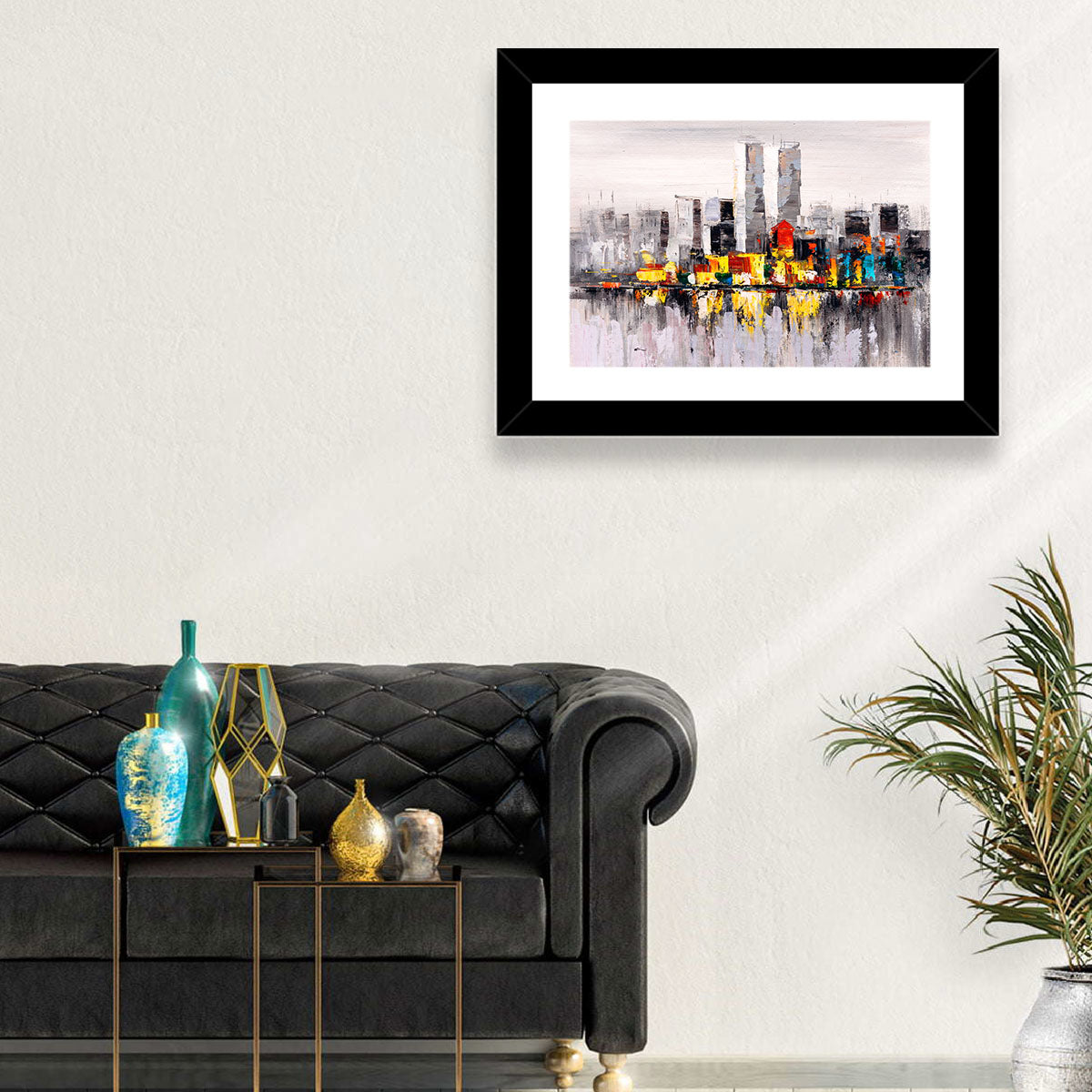 Abstract Skyline with Water Reflection Wall Art