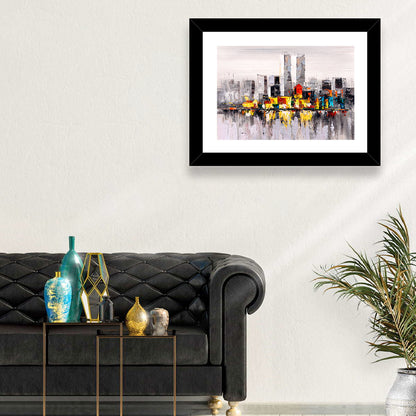Abstract Skyline with Water Reflection Wall Art