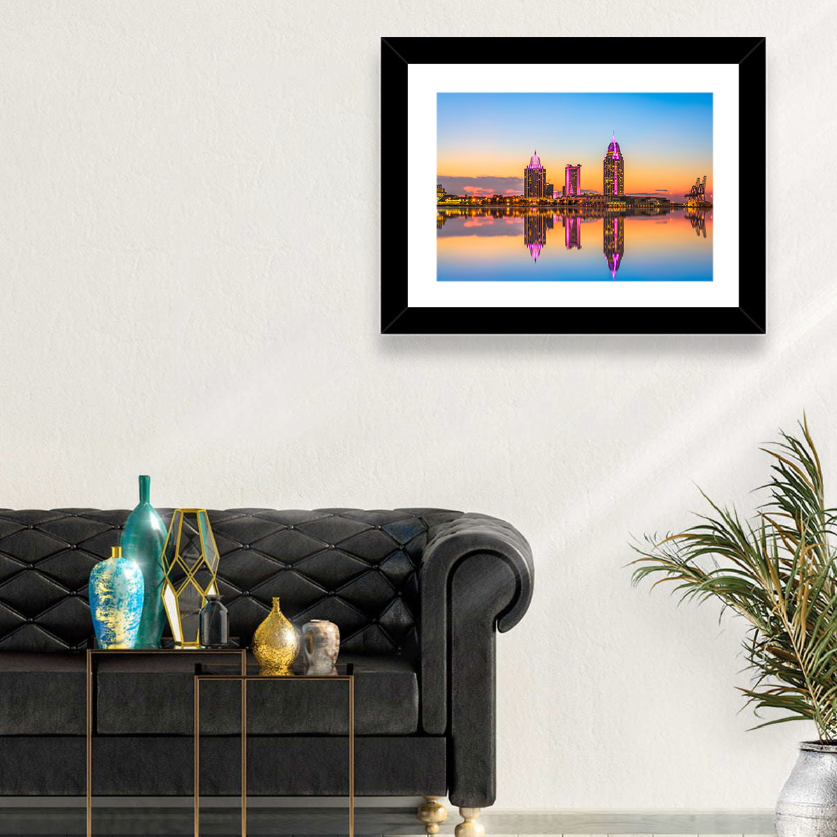 Mobile Alabama Sunset Skyline Wall Art