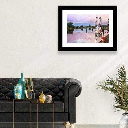White Shrimp Boat on Louisiana Bayou Wall Art