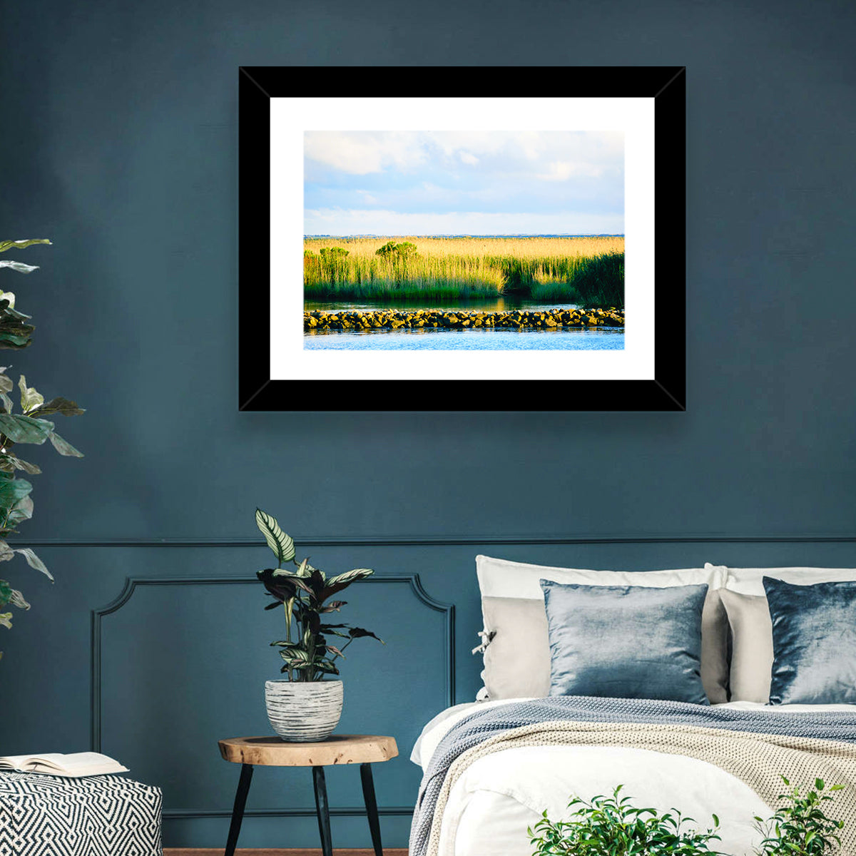 Louisiana Bayou Marsh at Golden Hour Wall Art in a room, landscape