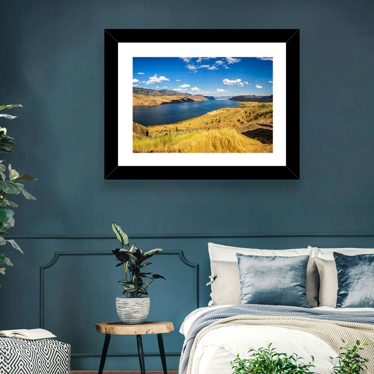 Golden Grass at Kamloops Lake Wall Art in a room, landscape