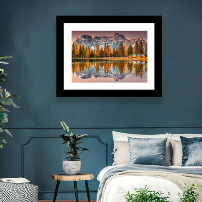 Antorno Lake Autumn Reflection Wall Art