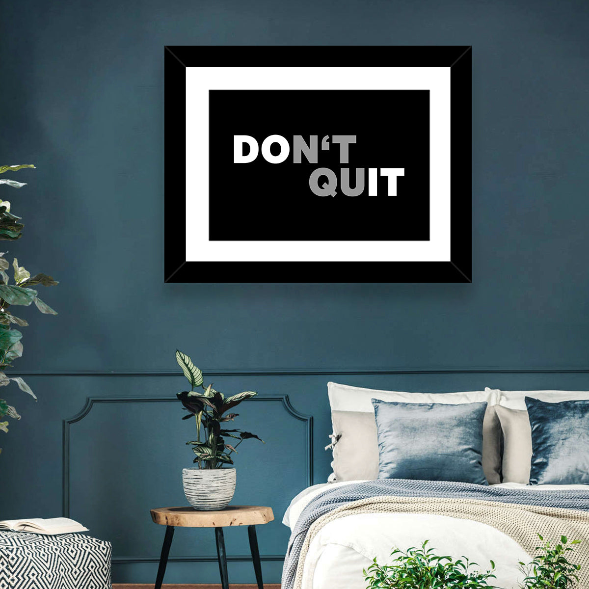 Don't Quit Minimalist Typography Wall Art in a room, landscape