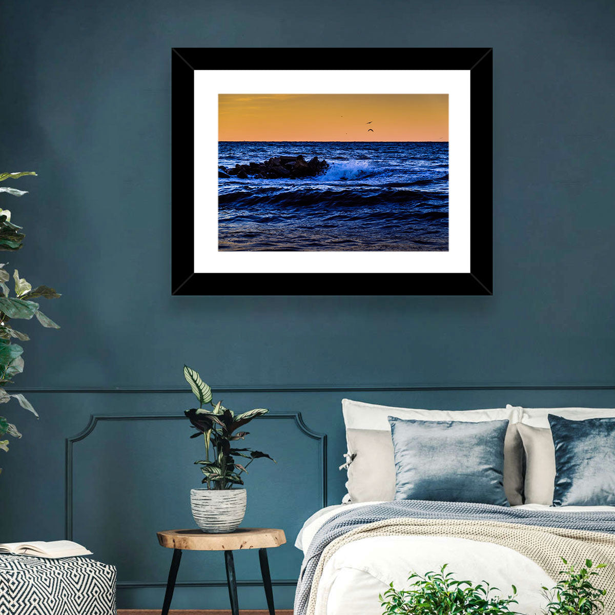 Marmara Sea Waves at Sunset Wall Art in a room, landscape