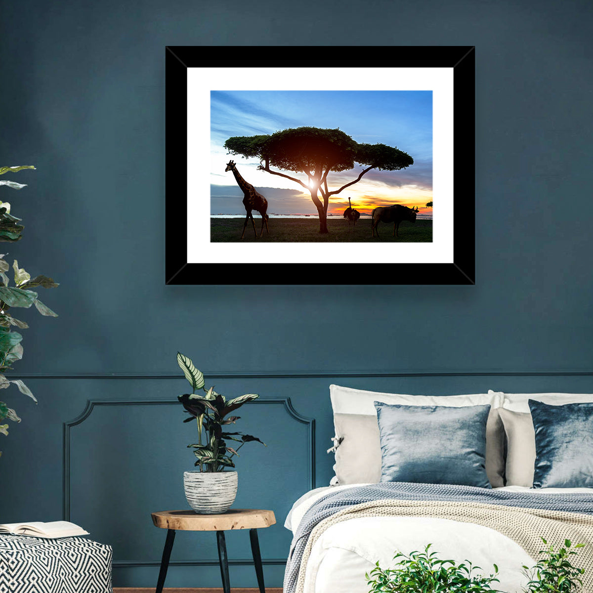 Savanna Silhouettes at Golden Hour Wall Art