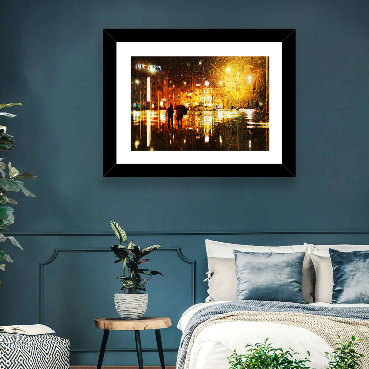 Rainy Night in Kharkiv Wall Art in a room, landscape
