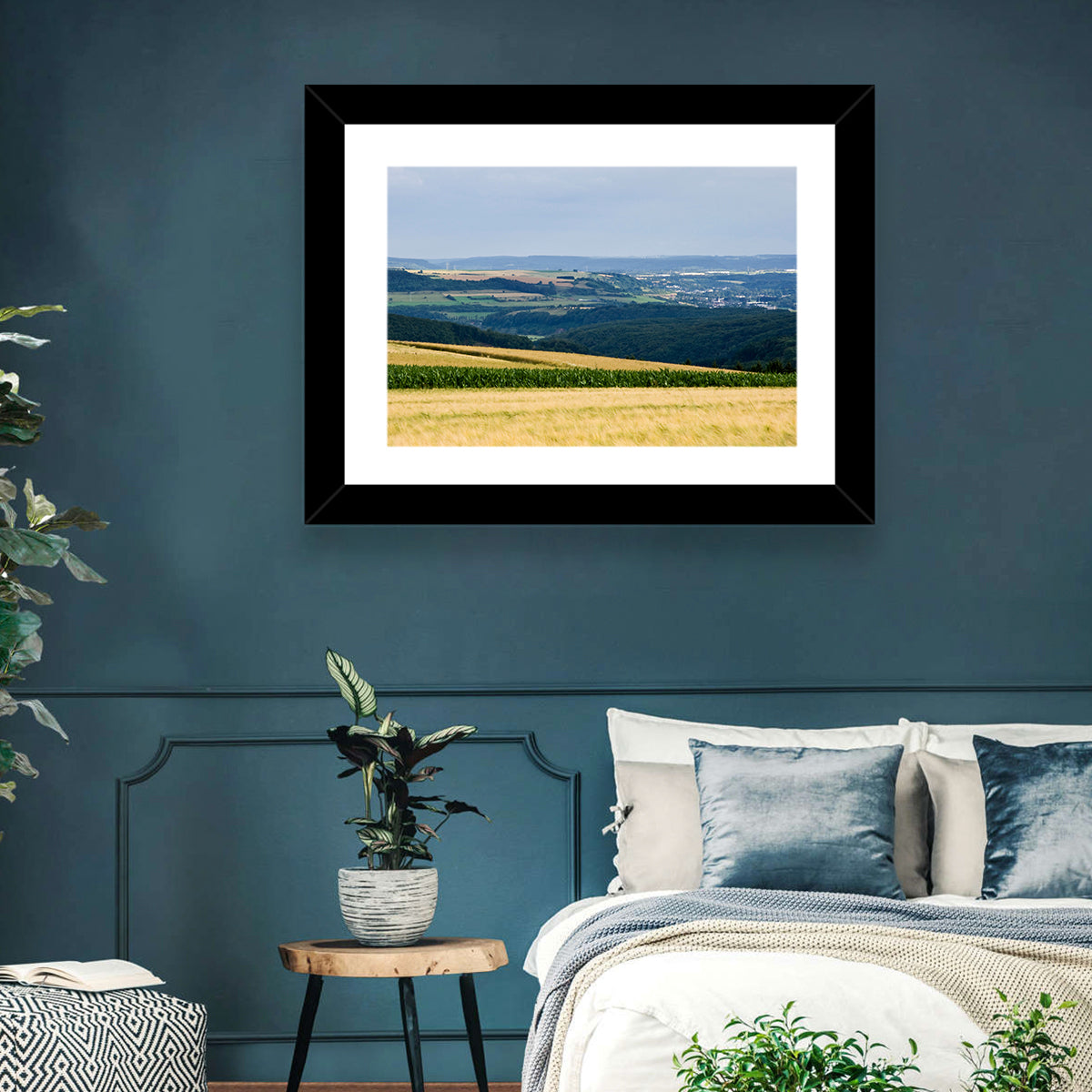 Village Grainfields Wall Art in a room, landscape