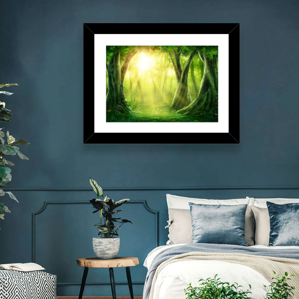 Enchanted Forest at Sunrise Wall Art in a room, landscape