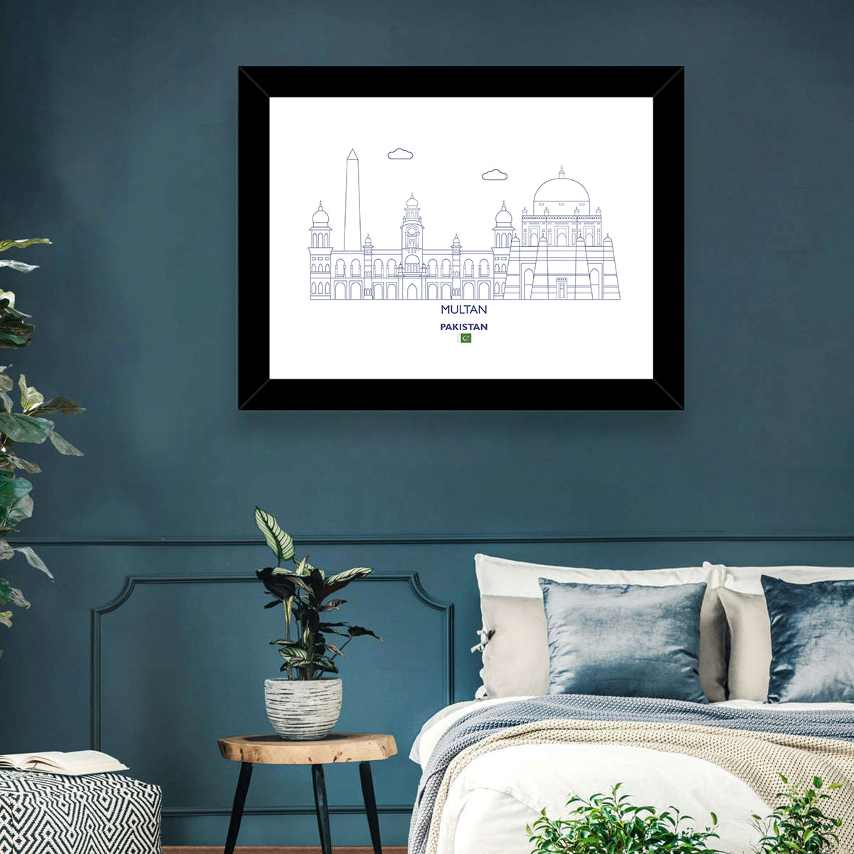Multan Skyline with Shah Rukn-e-alam Wall Art in a room, landscape