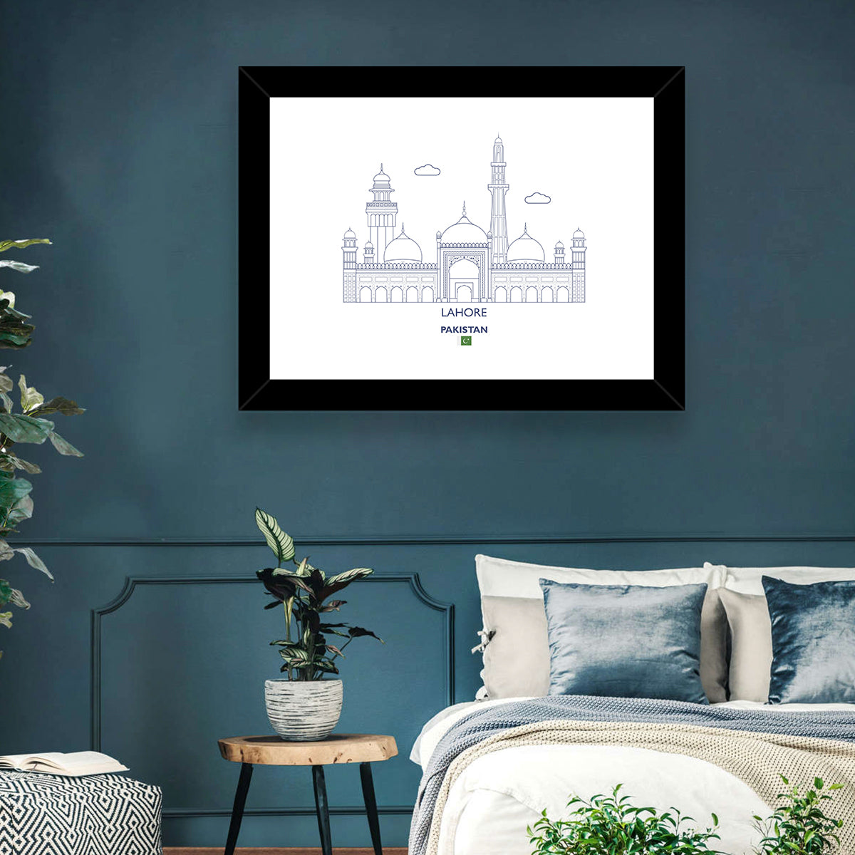Lahore Skyline with Badshahi Mosque Wall Art in a room, landscape