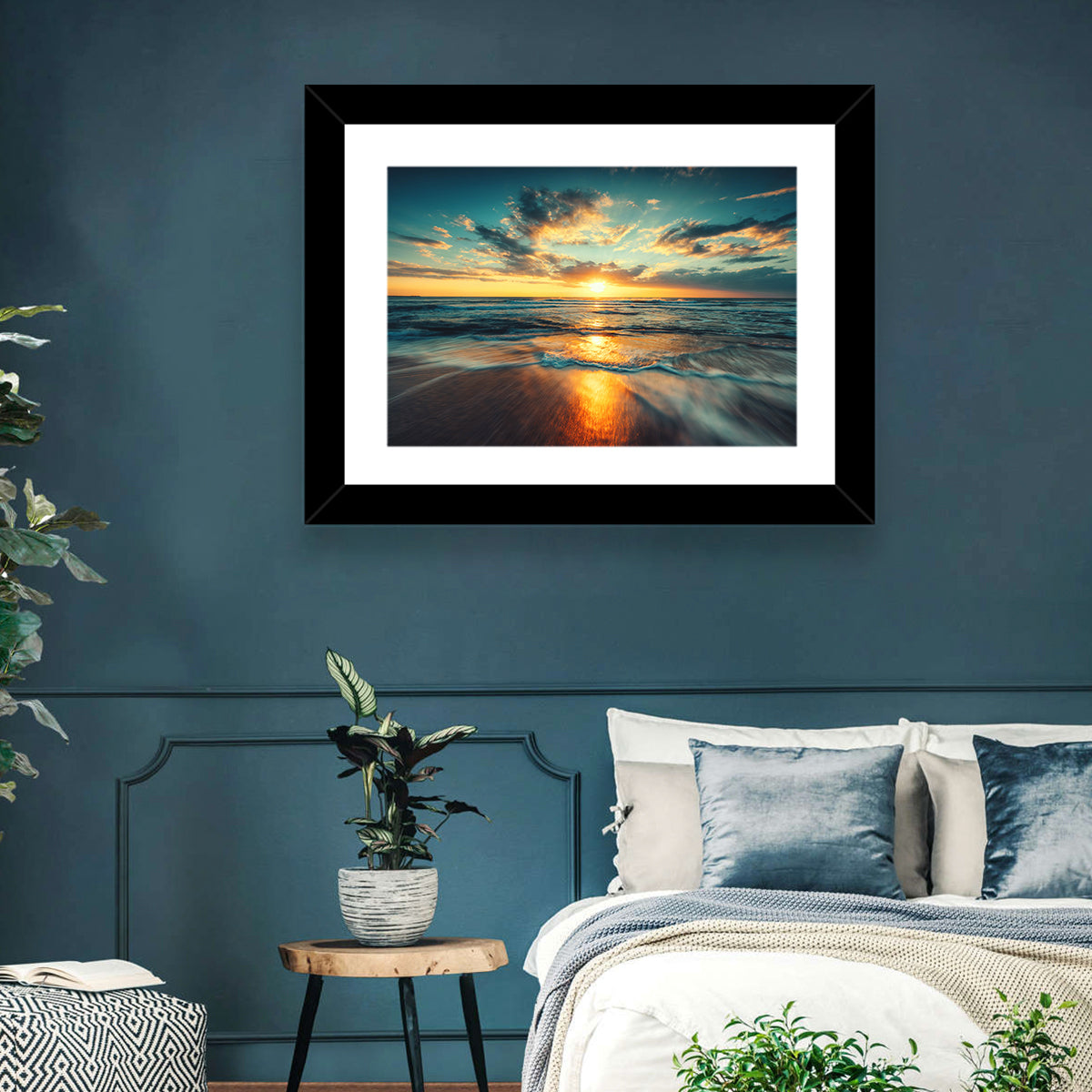 Sunlit Cloudscape Over Beach Wall Art