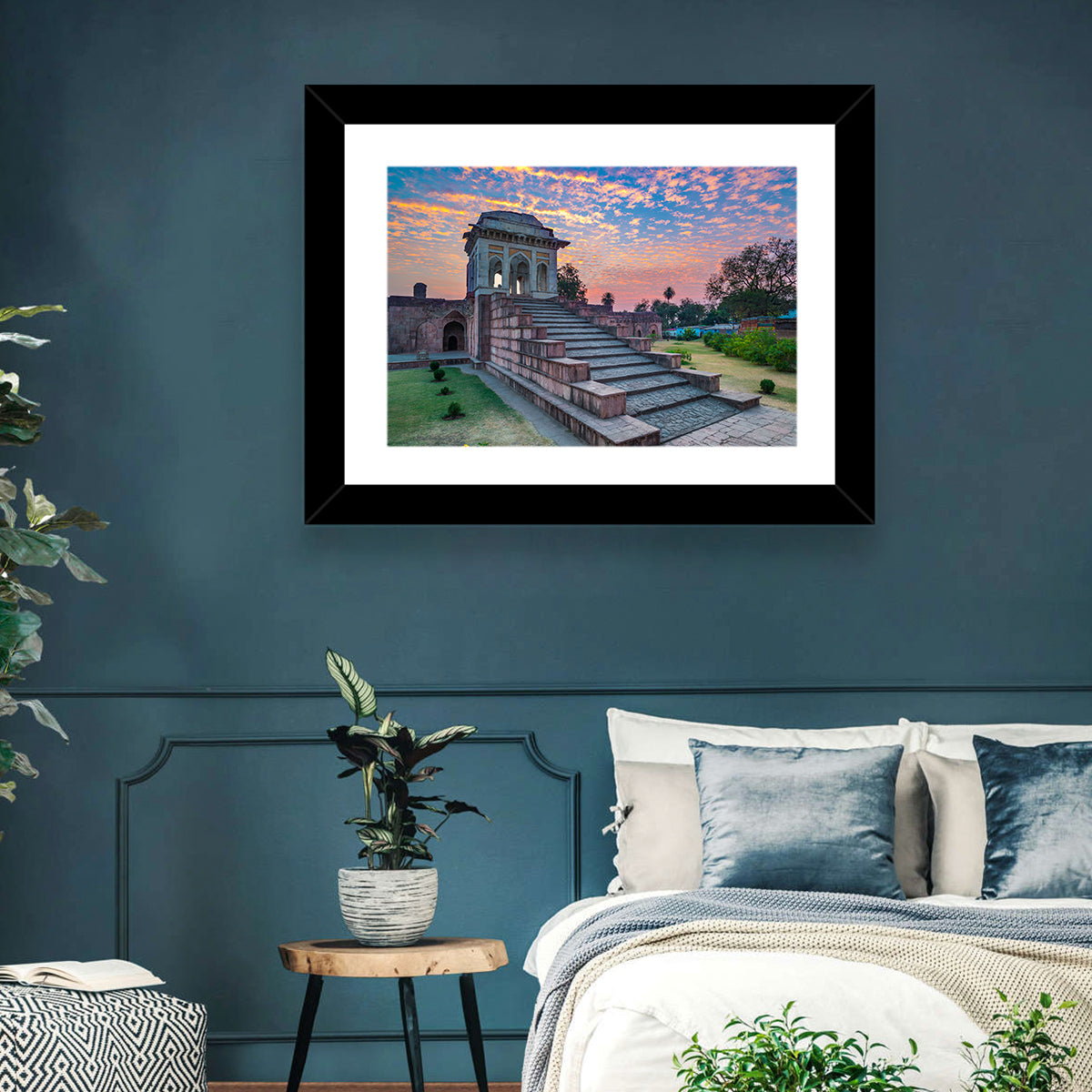 Jahaz Mahal Staircase at Sunset Wall Art in a room, landscape