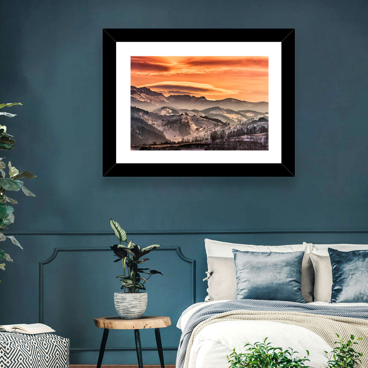 Pestera Mountain Sunrise Wall Art in a room, landscape