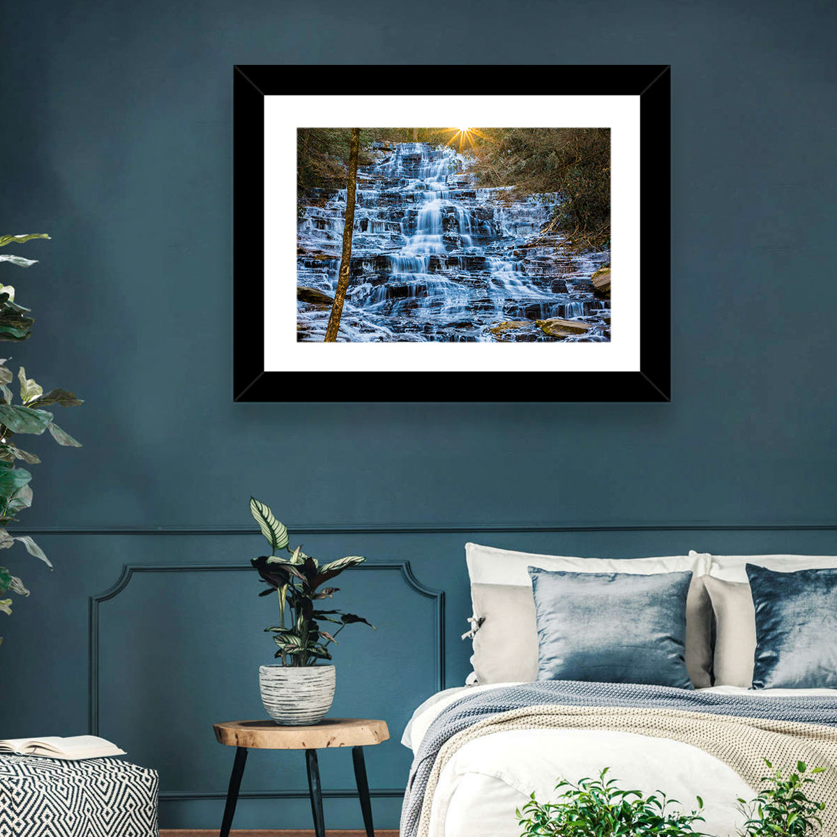 Minnehaha Falls Winter Cascade Wall Art in a room, landscape