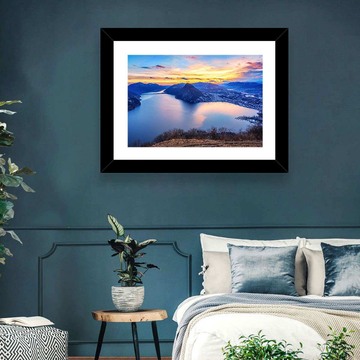 Sunset Over Lake Lugano Wall Art