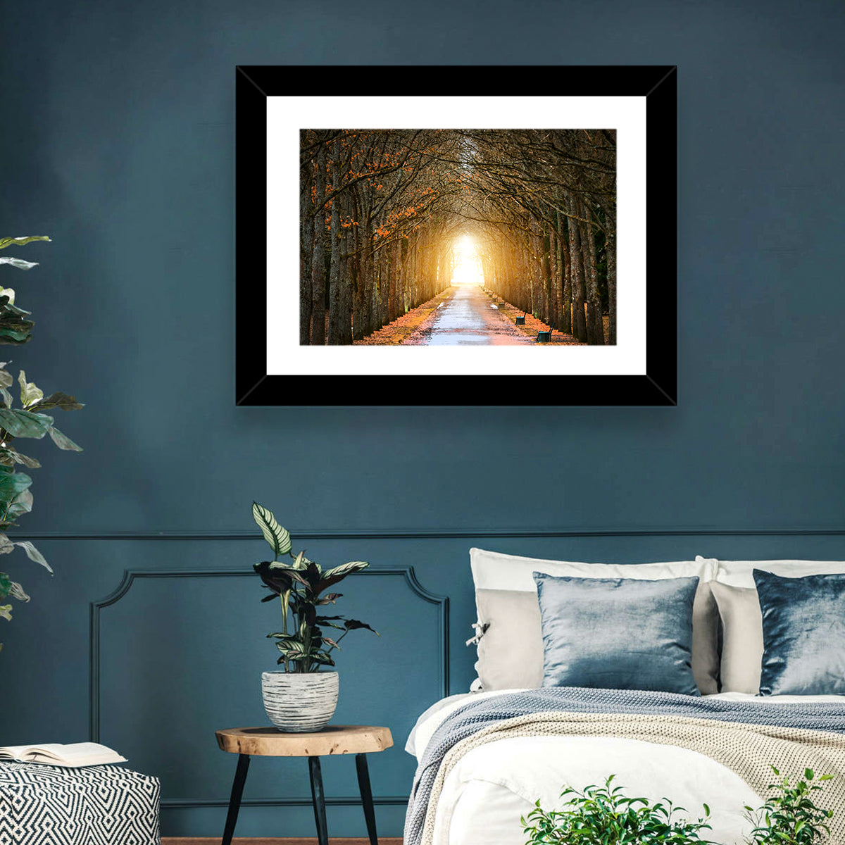 Autumn Oak Tunnel Wall Art in a room, landscape