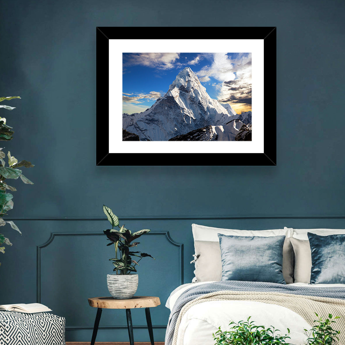 Ama Dablam at Golden Dusk Wall Art in a room, landscape