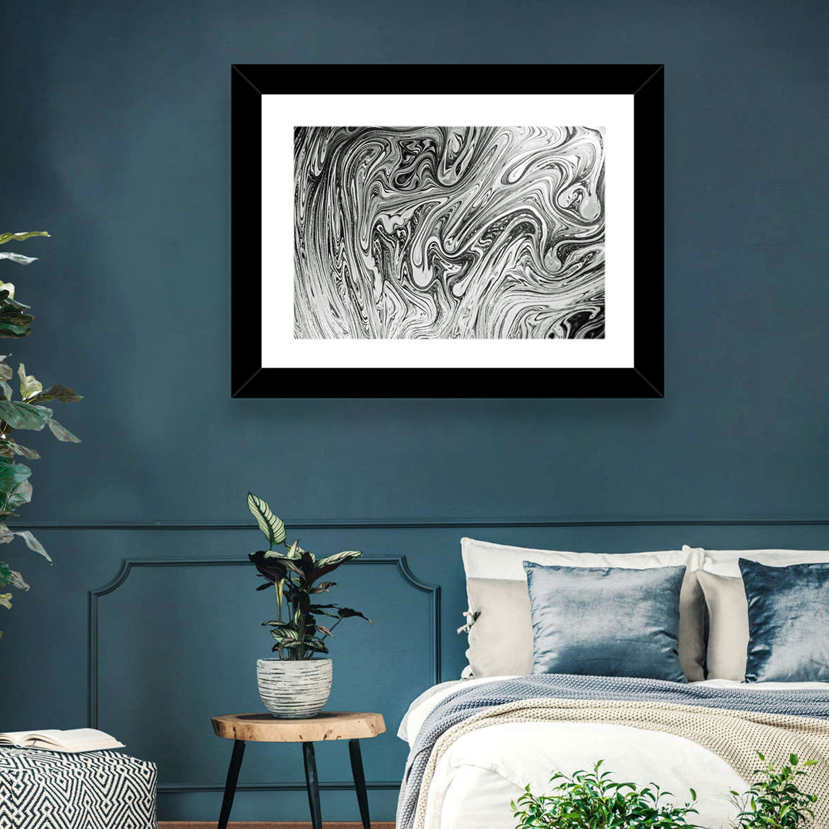 Ink Swirl Monochrome Abstract Wall Art
