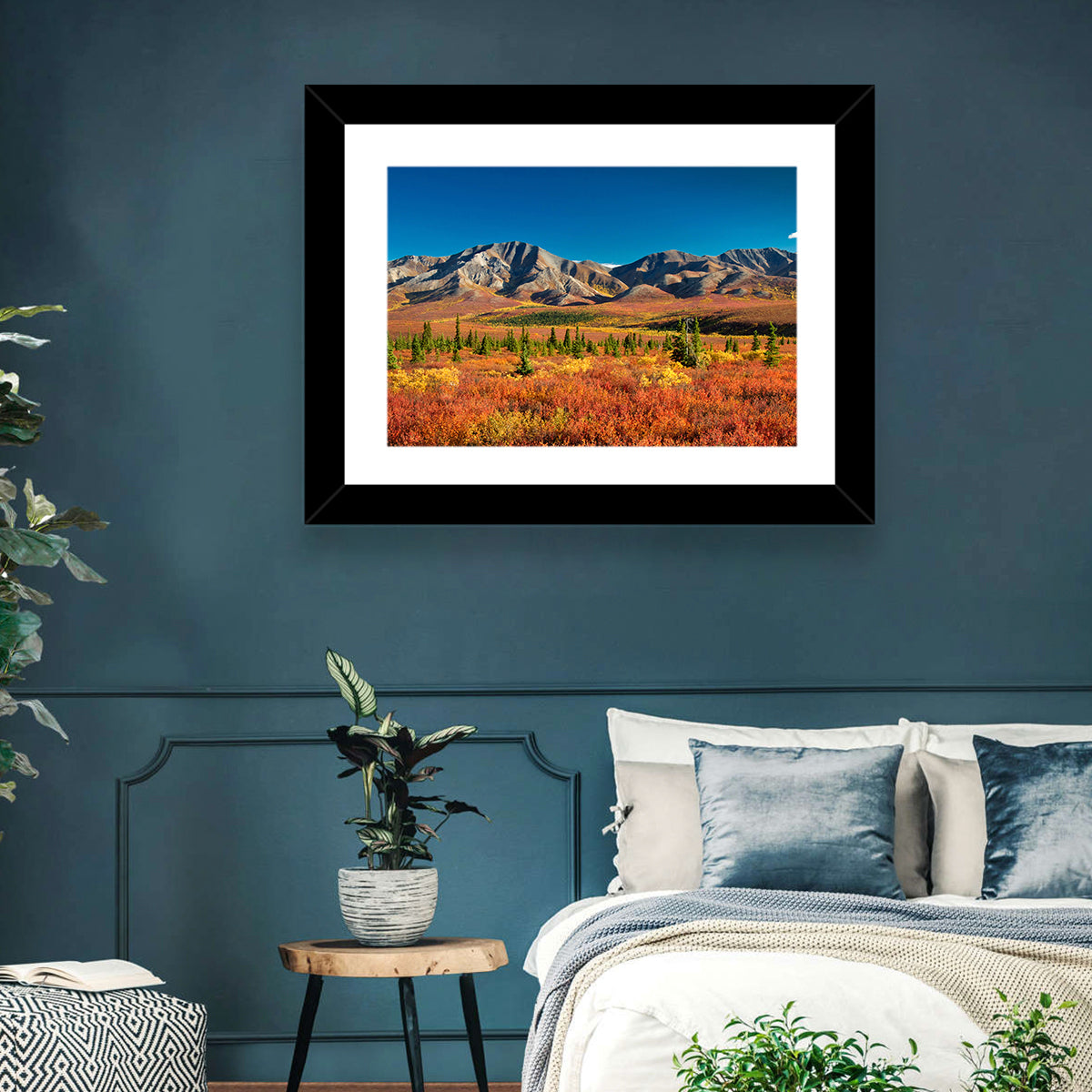 Denali Autumn Peaks Wall Art in a room, landscape