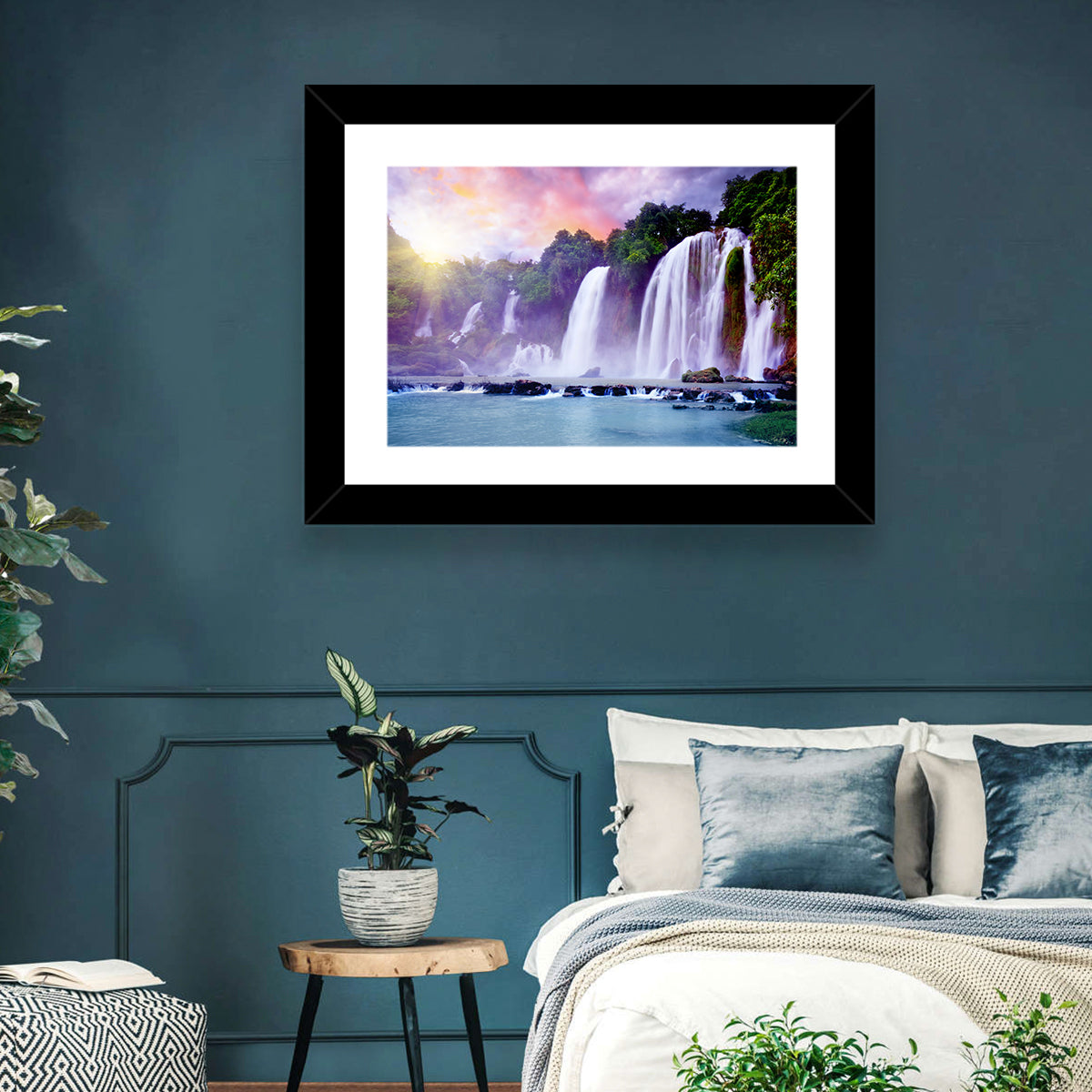 Ban Gioc Banyue Waterfall Wall Art in a room, landscape