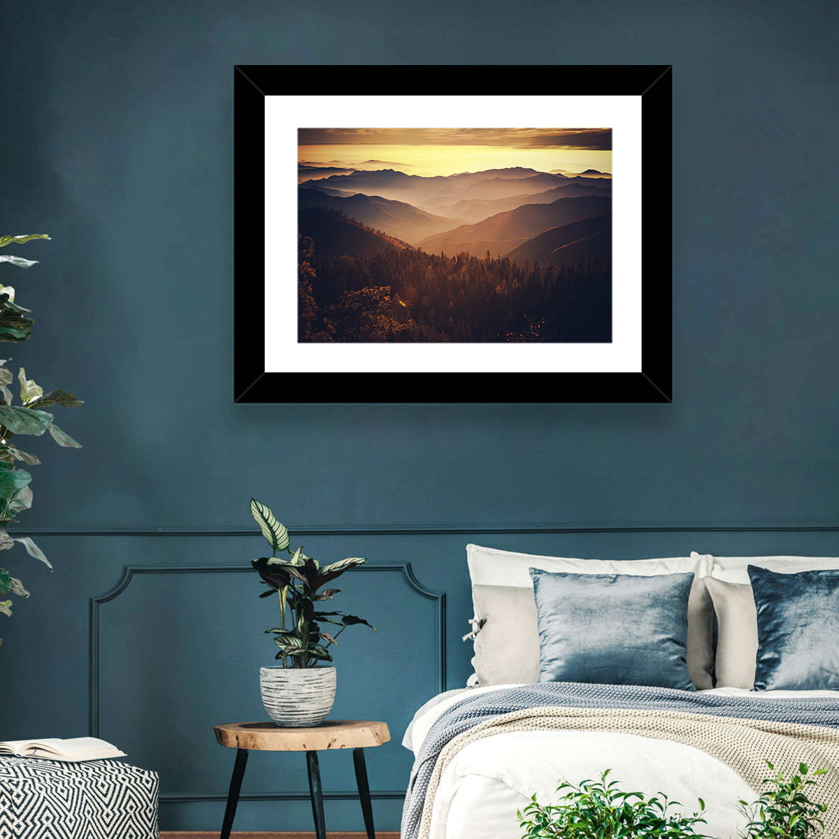 Sierra Nevada Mountains Wall Art in a room, landscape