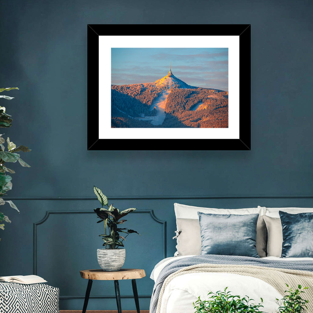 Ještěd Summit at Golden Hour Wall Art