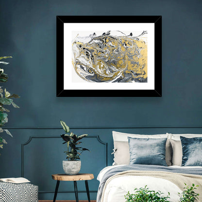 Metallic Gold Marbled Abstract Wall Art