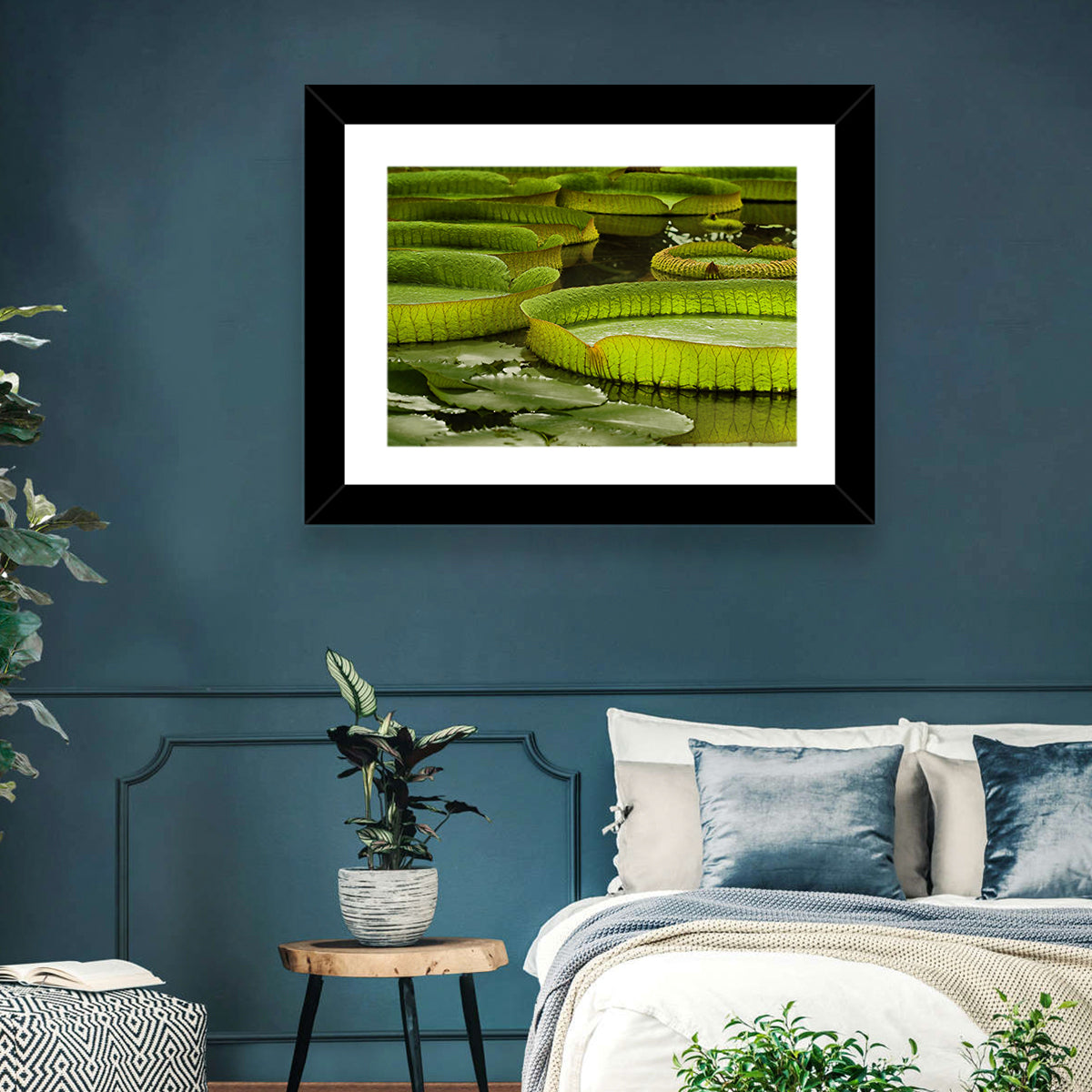 Giant Victoria Amazonica Lily Pads Wall Art in a room, landscape