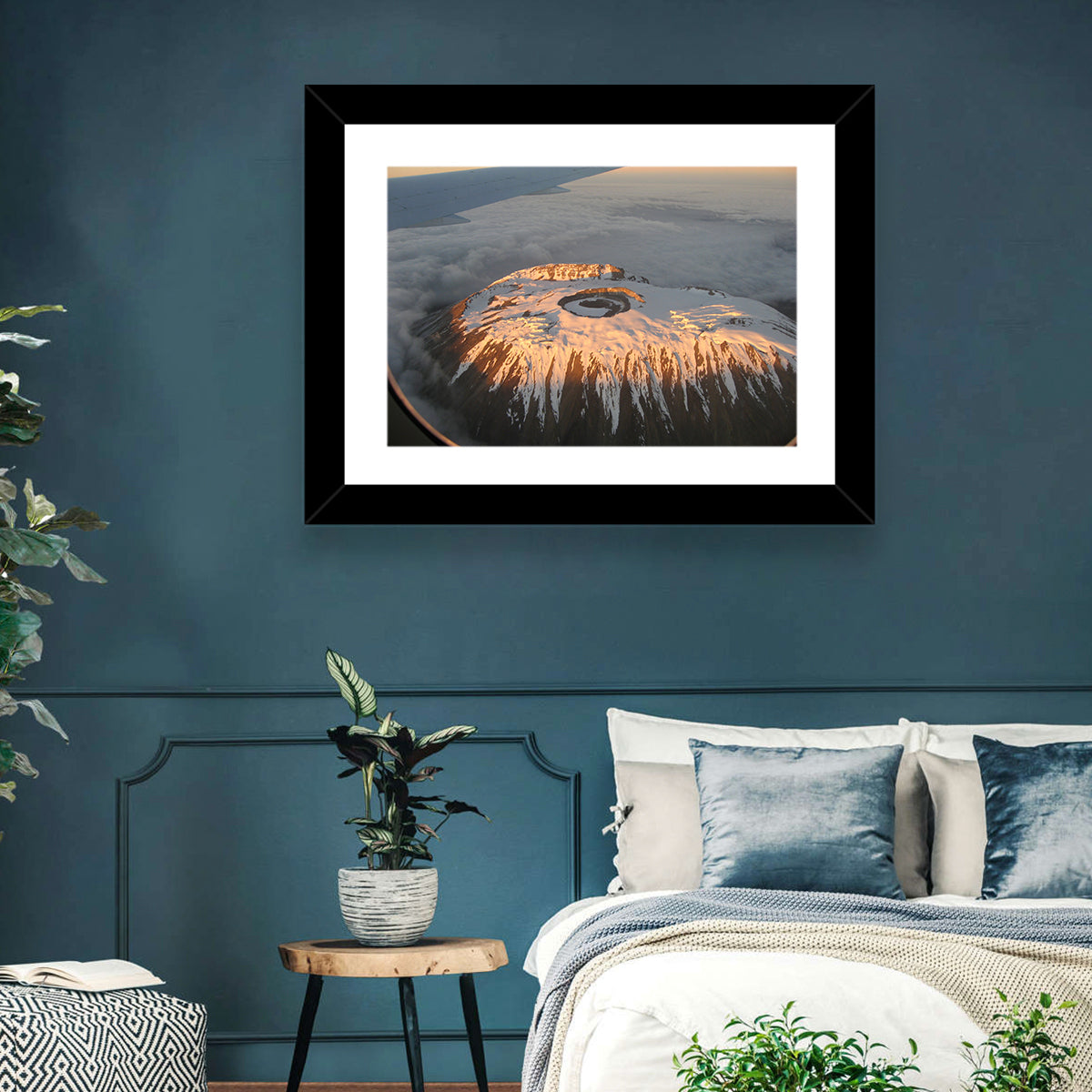 Mount Kilimanjaro Sunset Wall Art in a room, landscape