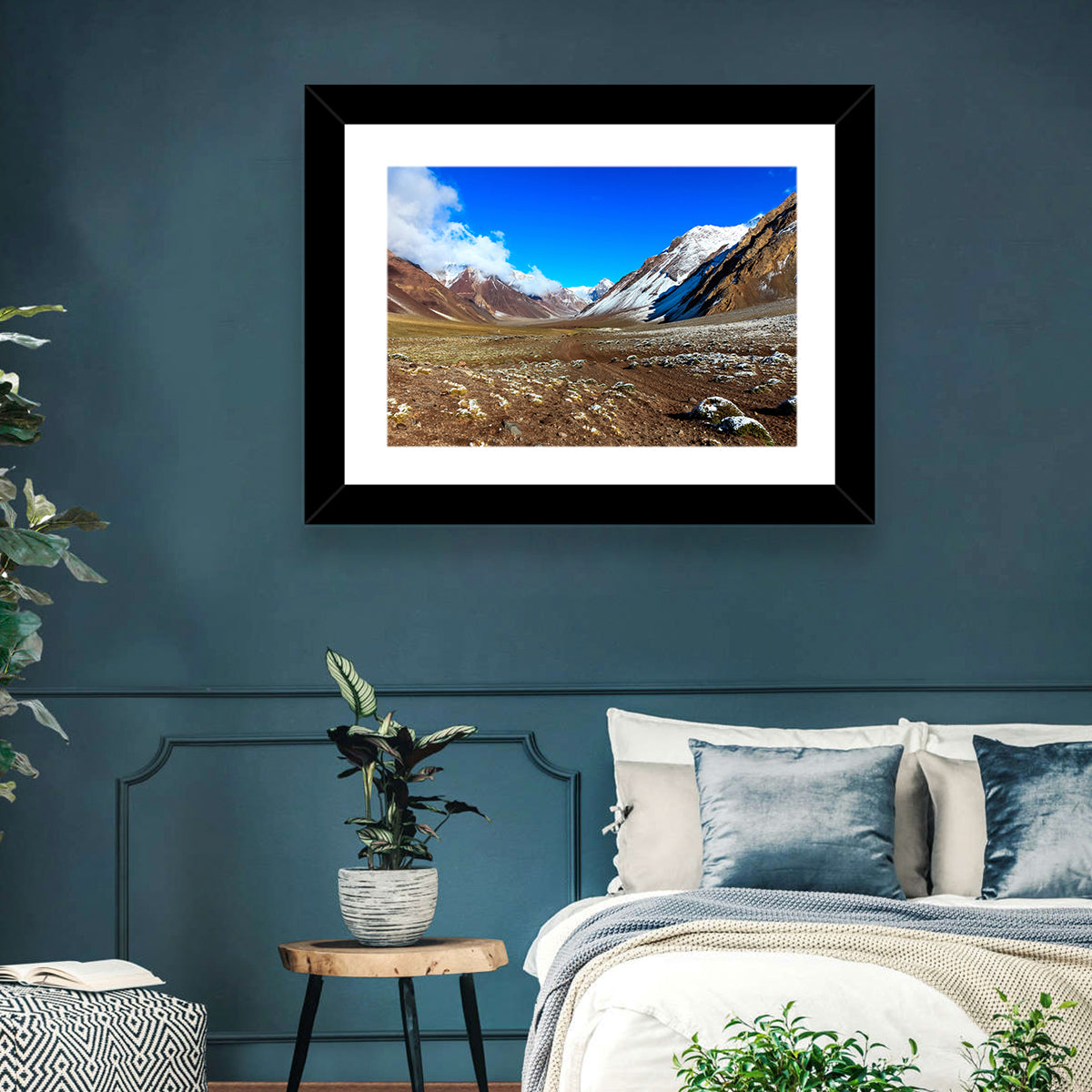 Mount Aconcagua Valley View Wall Art in a room, landscape