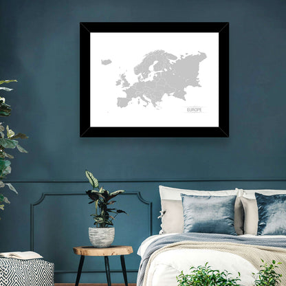 Greyish Europe Map Wall Art