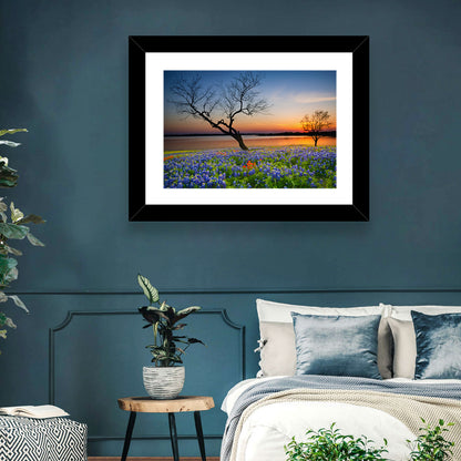 Texas Bluebonnet Sunset Wall Art