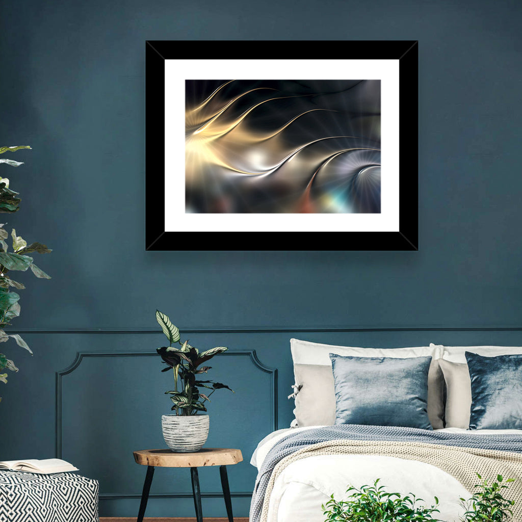 Luminous Metallic Wave Wall Art