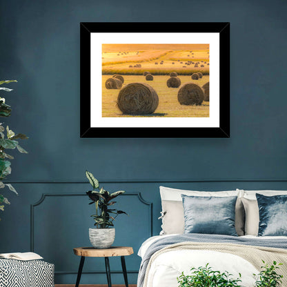 Hay Bales at Golden Hour Wall Art