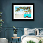 Vintage Vw Bus on Tropical Beach Wall Art