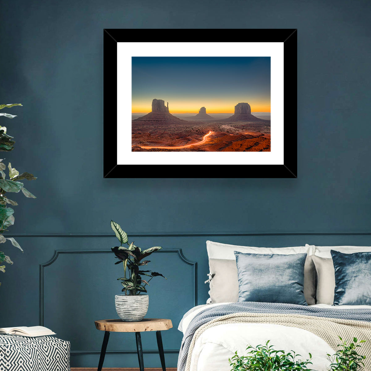 Monument Valley Golden Horizon Wall Art in a room, landscape