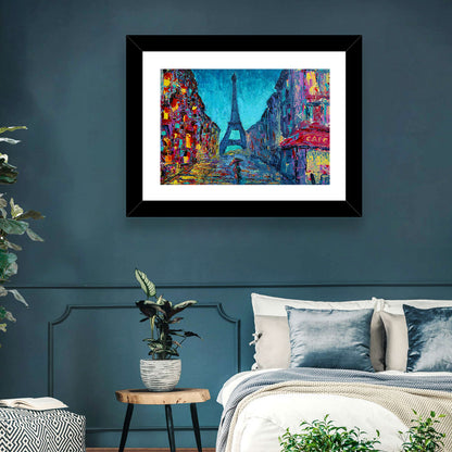 Rainy Paris Street with Eiffel Tower Wall Art
